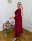 Satin set with a skirt , мек и елегантен, от polyester и elastane, в нежни цветове, за стиlinen  дамски тоалет.