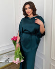 Satin set with a skirt , с мек satinен материал и елегантен дизайн, подходящ за специални поводи.