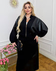 Комплект с skirt и кожени вложки, viscose и cotton, моден дамски облекло, стилна визия и комфорт.