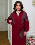 Комплект с skirt и кожени вложки, изработен от viscose и cotton, стиlinen  и комфортен за ежедневна облеклка.