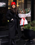 Long mixed-fabric coat in polyester and spandex, with a clean design and cut, suitable for winter for men and women.