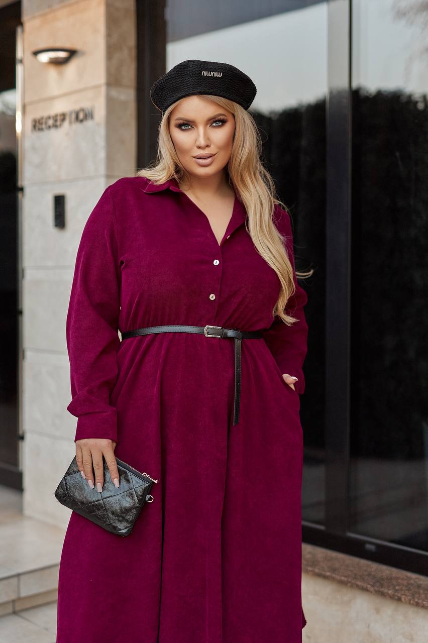 Ribbed velvet dress with pockets - Twiggy Shop