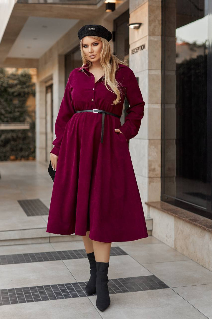 Ribbed velvet dress with pockets - Twiggy Shop