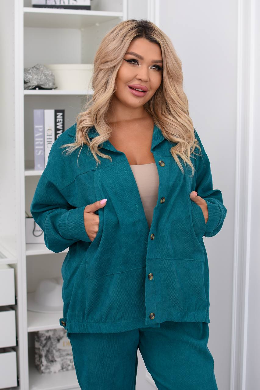 Ribbed velvet set with buttons  - Twiggy Shop