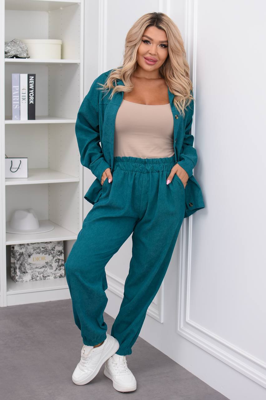 Ribbed velvet set with buttons  - Twiggy Shop