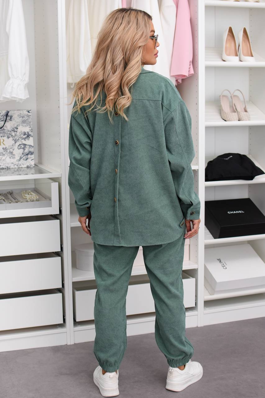 Ribbed velvet set with buttons  - Twiggy Shop