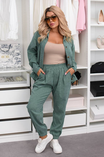 Ribbed velvet set with buttons  - Twiggy Shop