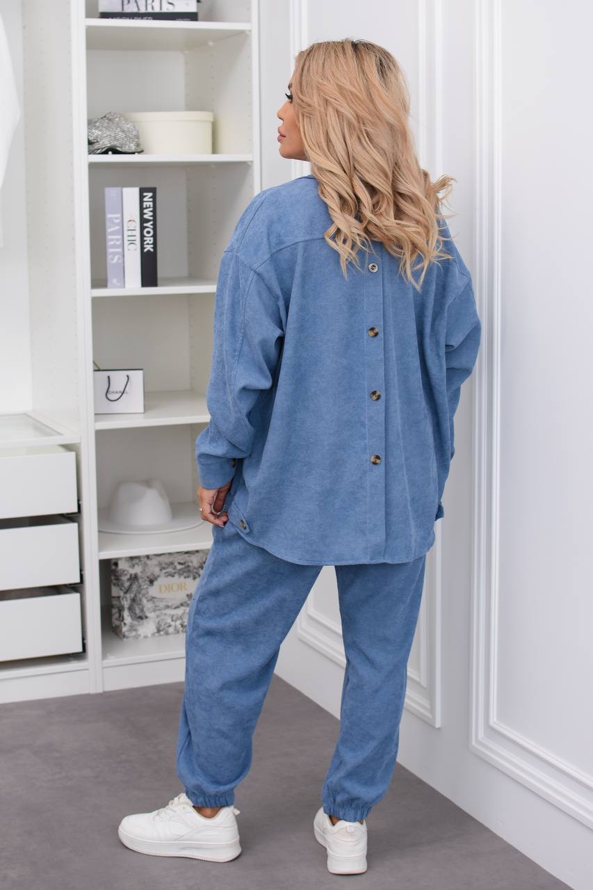 Ribbed velvet set with buttons  - Twiggy Shop