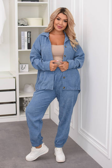 Ribbed velvet set with buttons  - Twiggy Shop