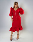Evening dress with puff sleeves , от polyester, viscose и spandex, стилна за специални поводи.