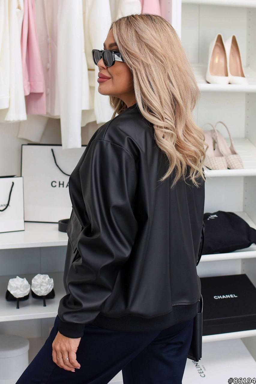 Faux leather bomber jacket  - Twiggy Shop