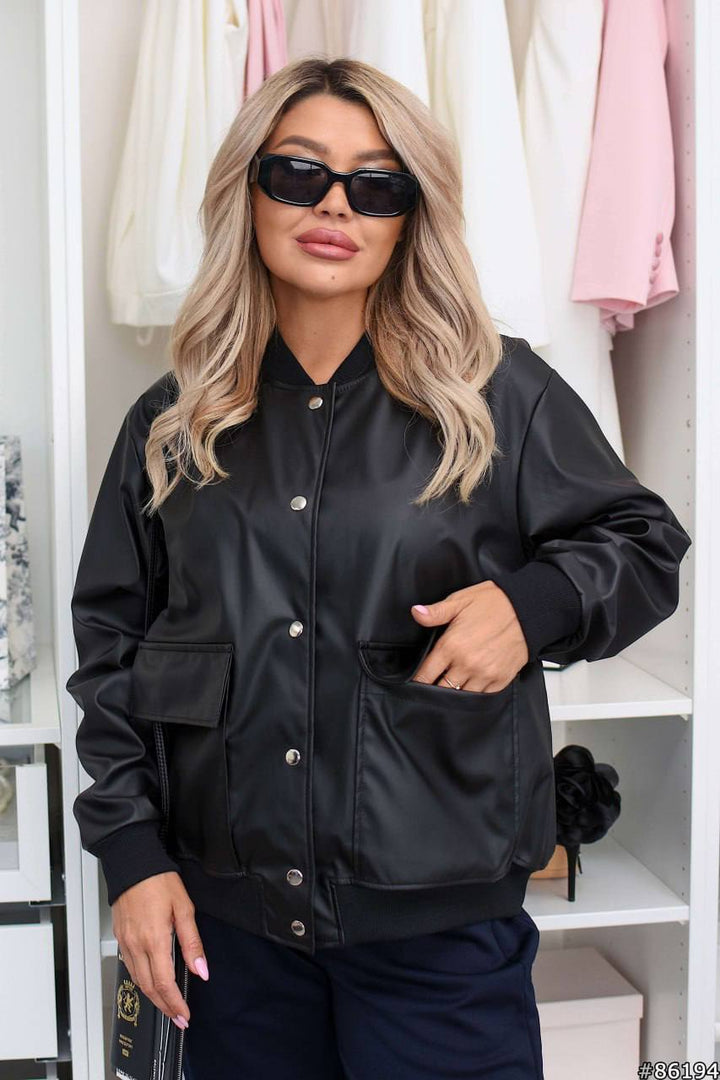 Faux leather bomber jacket  - Twiggy Shop