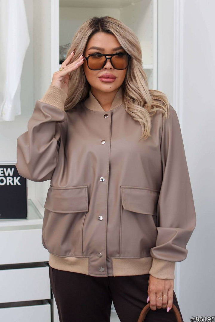 Faux leather bomber jacket  - Twiggy Shop