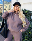 Fleece set with wide-leg trousers in polyester and elastane, image of a top and trousers in white.