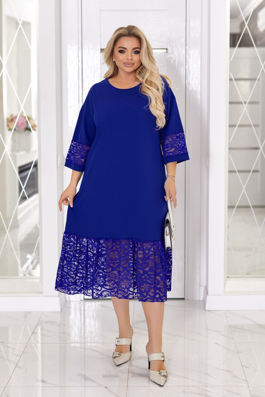 Straight-cut dress with lace - Twiggy Shop