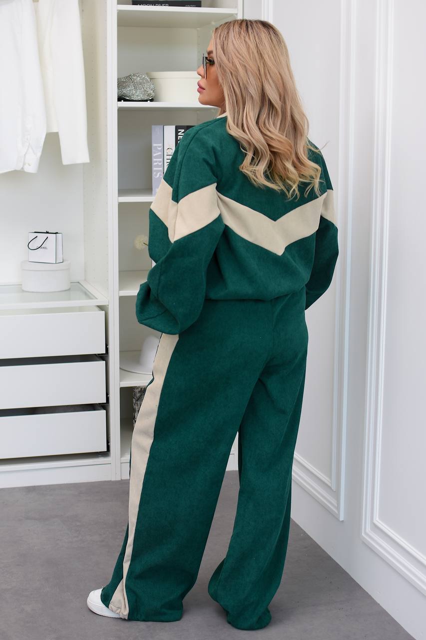 Ribbed velvet set with wide-leg trousers  - Twiggy Shop