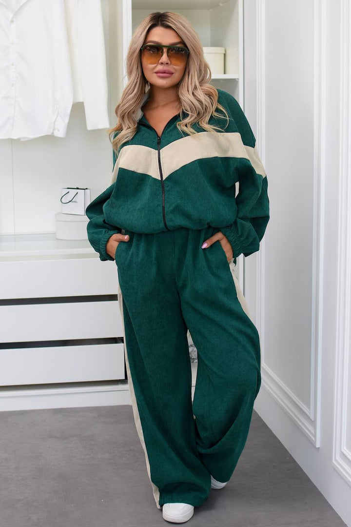 Ribbed velvet set with wide-leg trousers  - Twiggy Shop