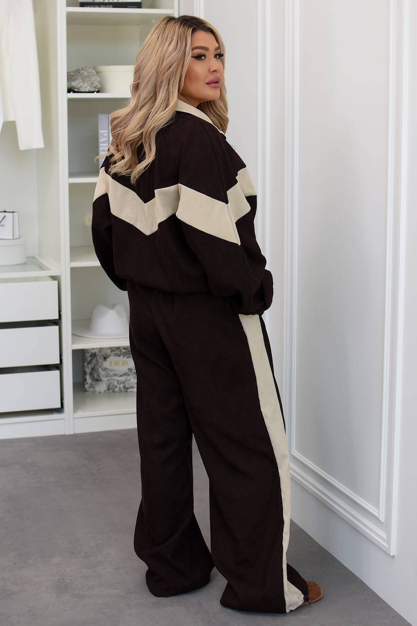 Ribbed velvet set with wide-leg trousers  - Twiggy Shop