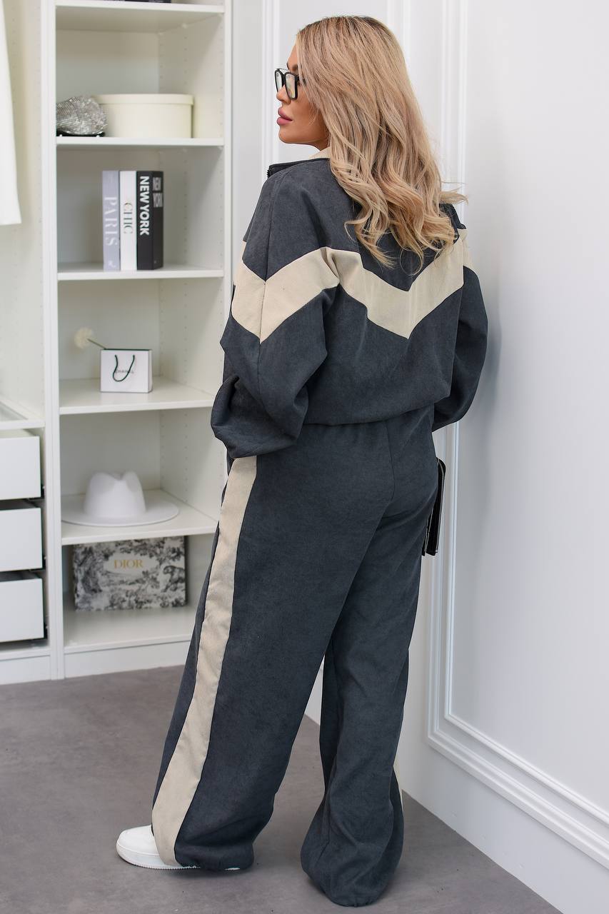 Ribbed velvet set with wide-leg trousers  - Twiggy Shop