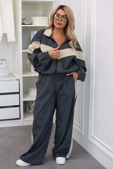 Ribbed velvet set with wide-leg trousers  - Twiggy Shop