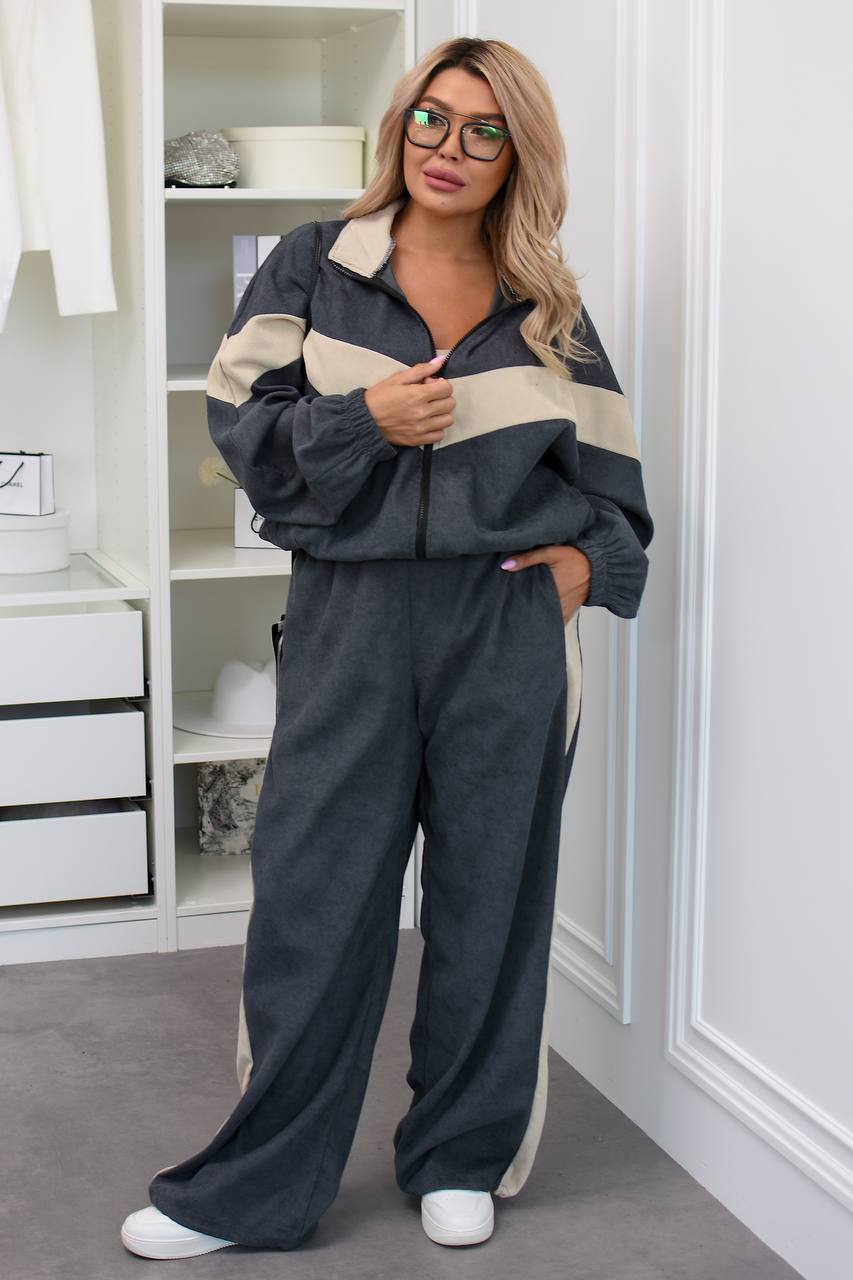 Ribbed velvet set with wide-leg trousers  - Twiggy Shop