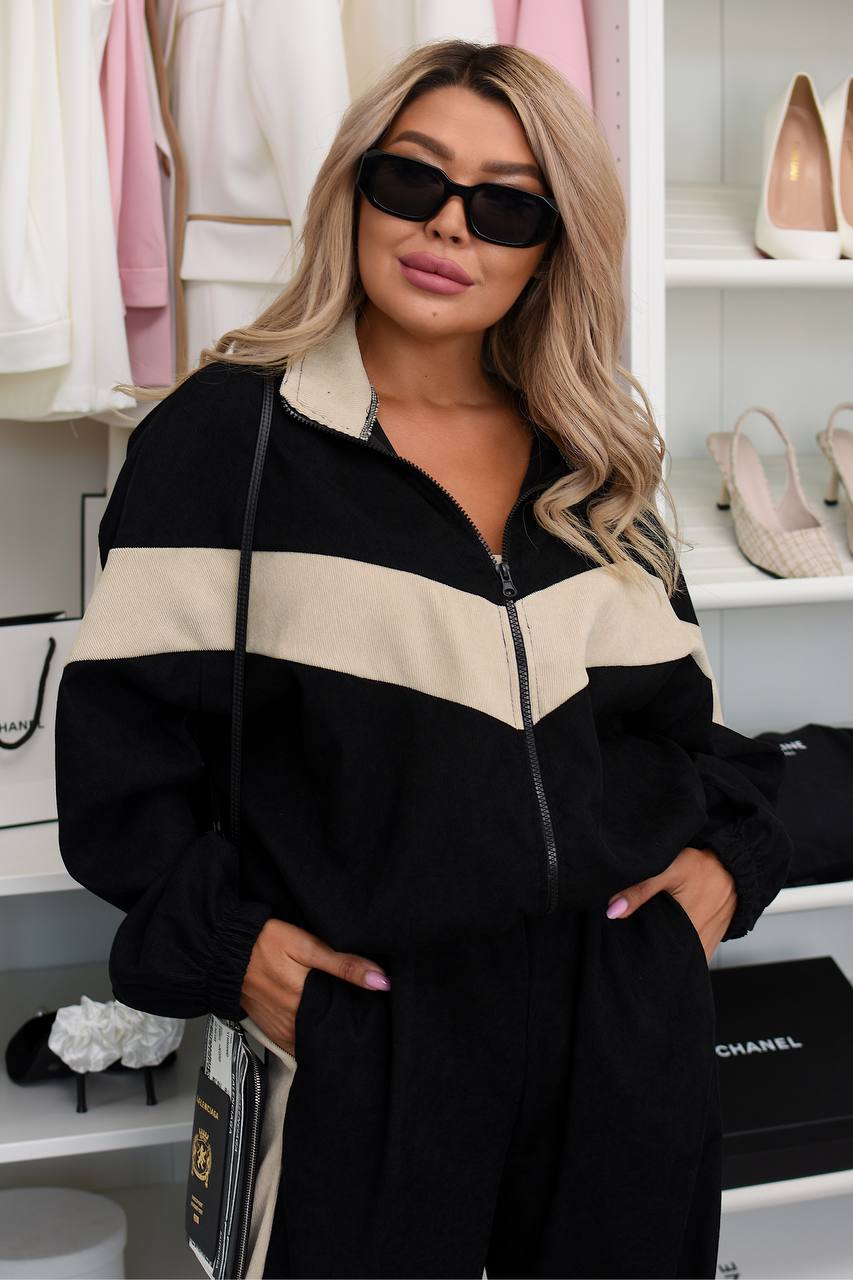 Ribbed velvet set with wide-leg trousers  - Twiggy Shop