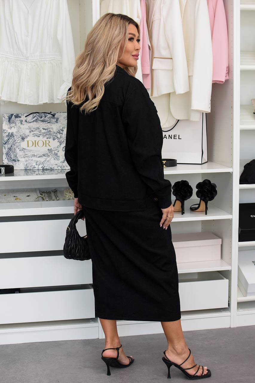 Ribbed velvet set with a skirt  - Twiggy Shop