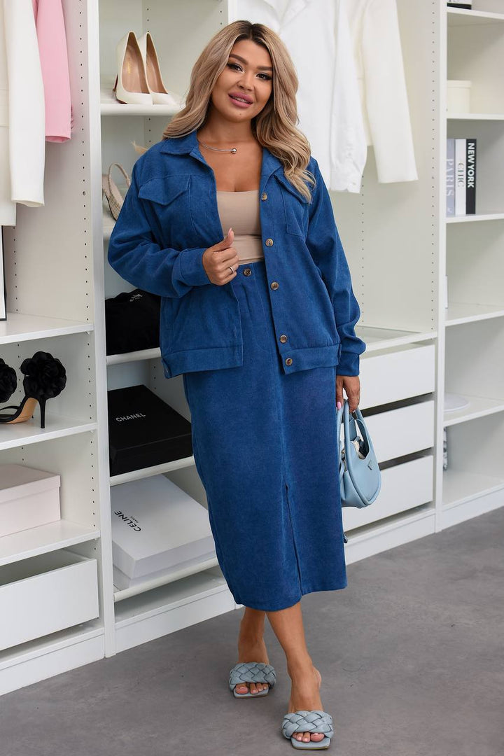 Ribbed velvet set with a skirt  - Twiggy Shop