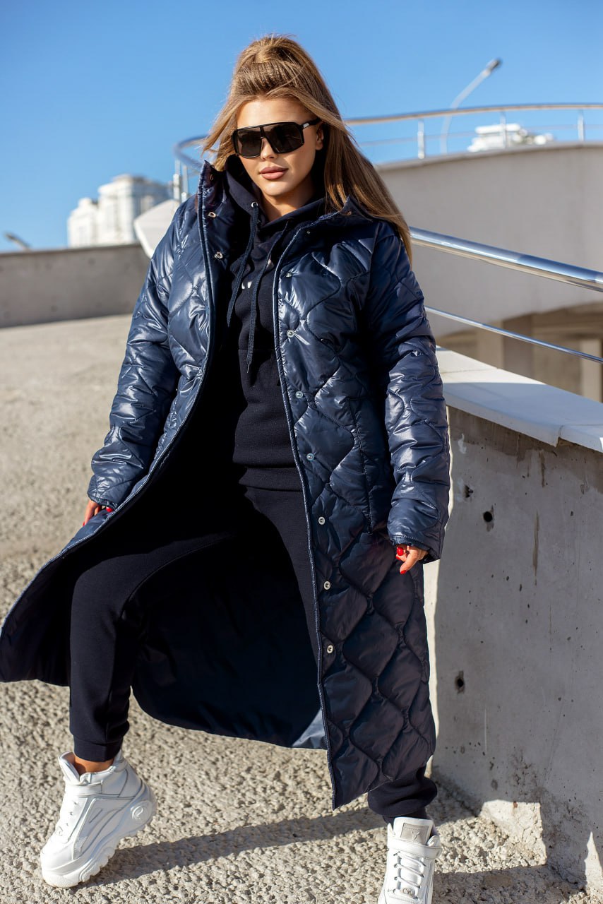 Long nylon coat with a hood  - Twiggy Shop