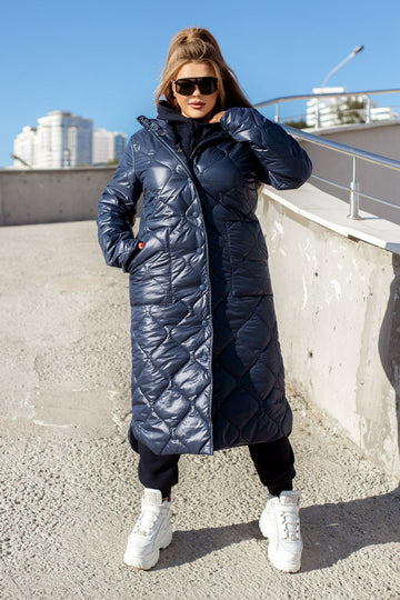 Long nylon coat with a hood  - Twiggy Shop
