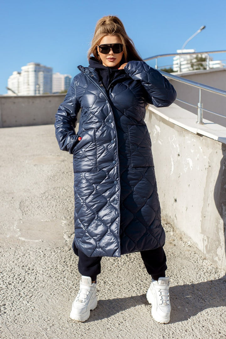 Long nylon coat with a hood  - Twiggy Shop
