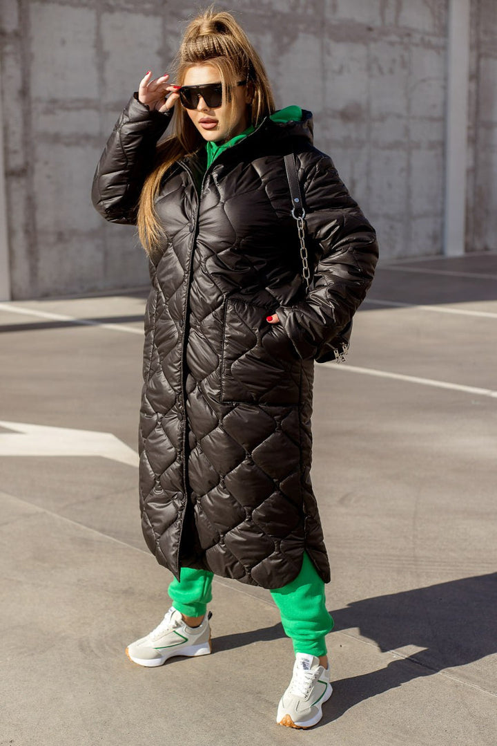 Long nylon coat with a hood  - Twiggy Shop