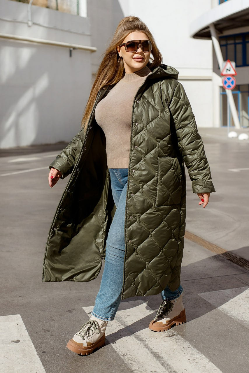 Long nylon coat with a hood  - Twiggy Shop