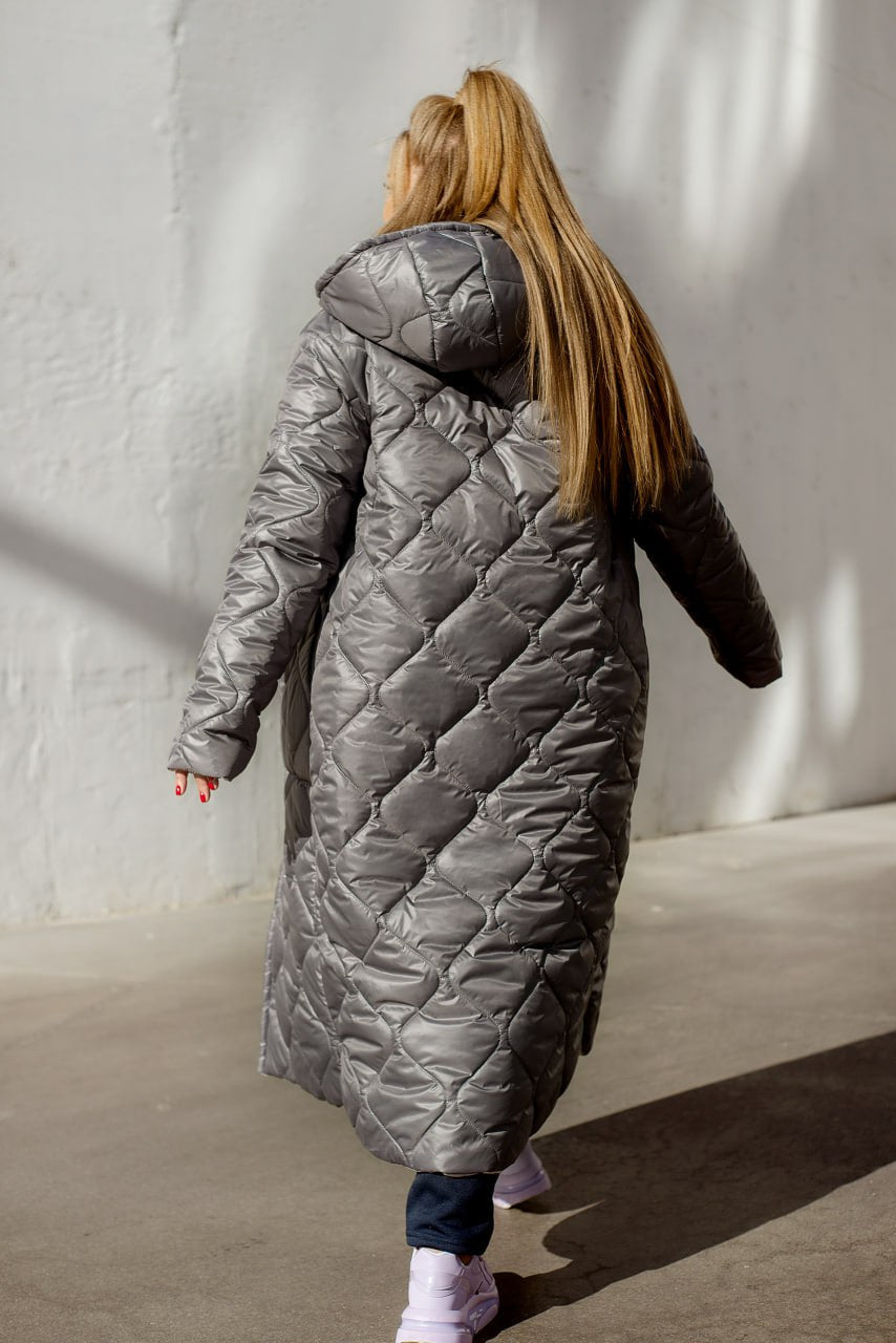 Long nylon coat with a hood  - Twiggy Shop