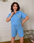 Knit set with shorts, White цвят, от cotton и elastane, лежи върху легло, подходящ за ежедневна носия.