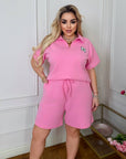 Knit set with shorts, White цвят, мек cotton и elastane, за комфортен и стиlinen  ежедневен облекло.