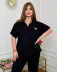 Комплект knitwear от cotton, elastane и polyester с изчистен дизайн, подходящ за ежедневна употреба.