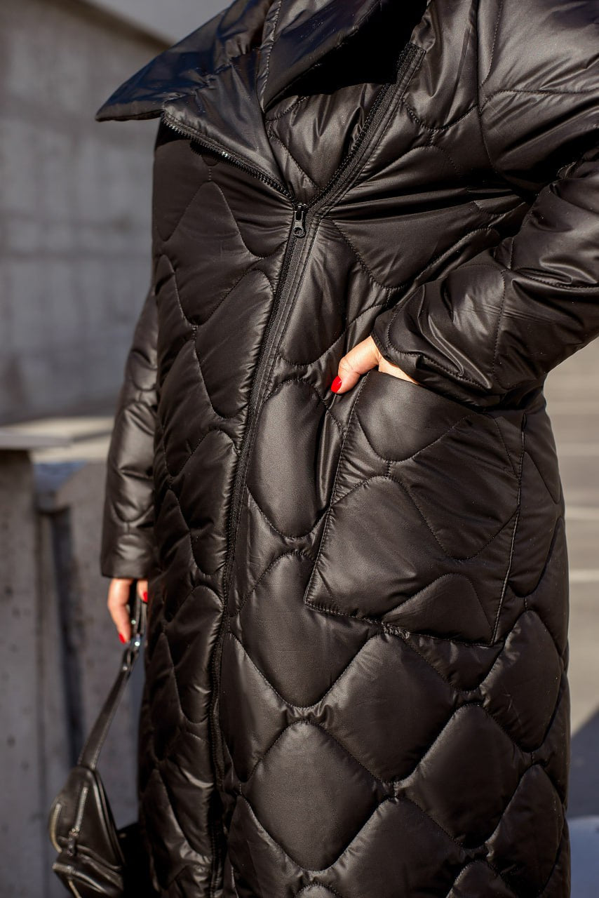 Long nylon coat with a zipper  - Twiggy Shop