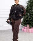 Sheer blouse and trousers set