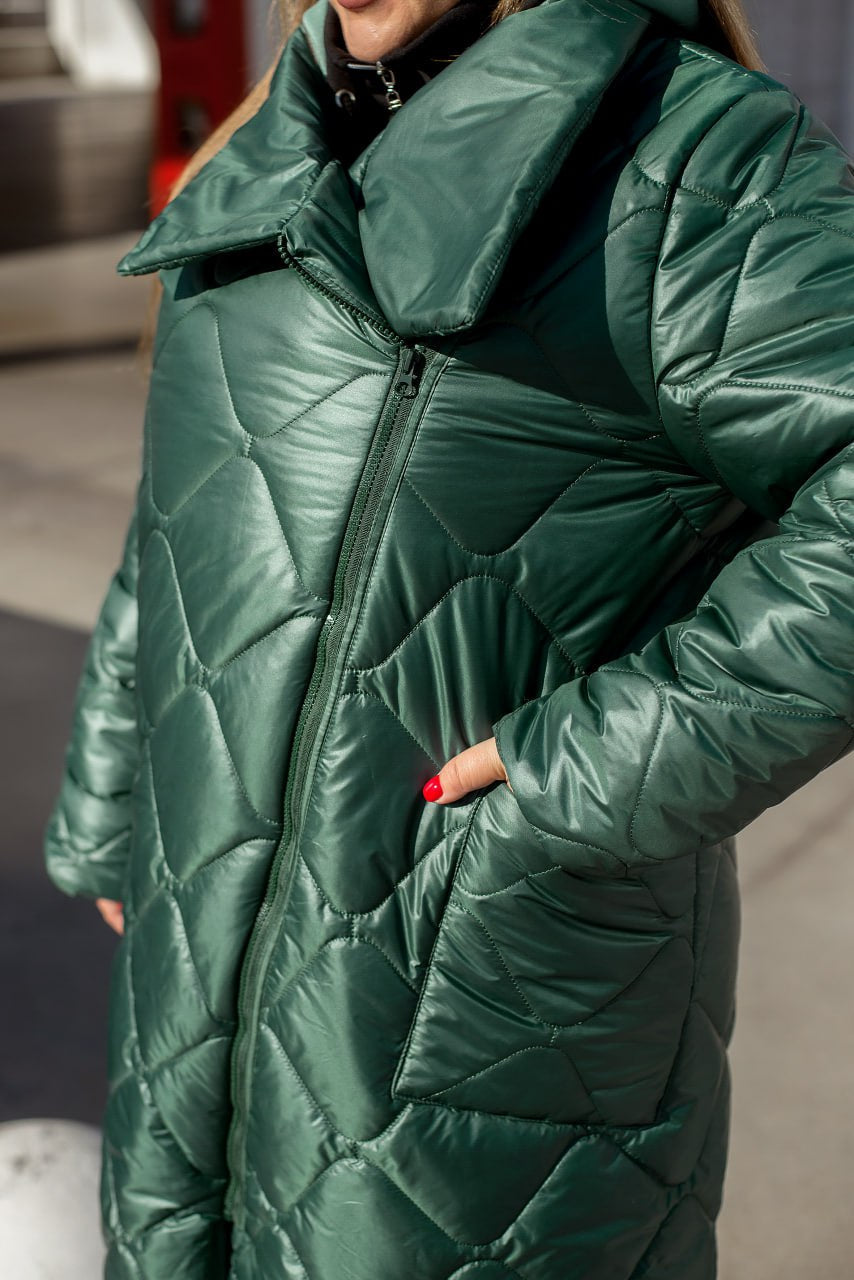 Long nylon coat with a zipper  - Twiggy Shop