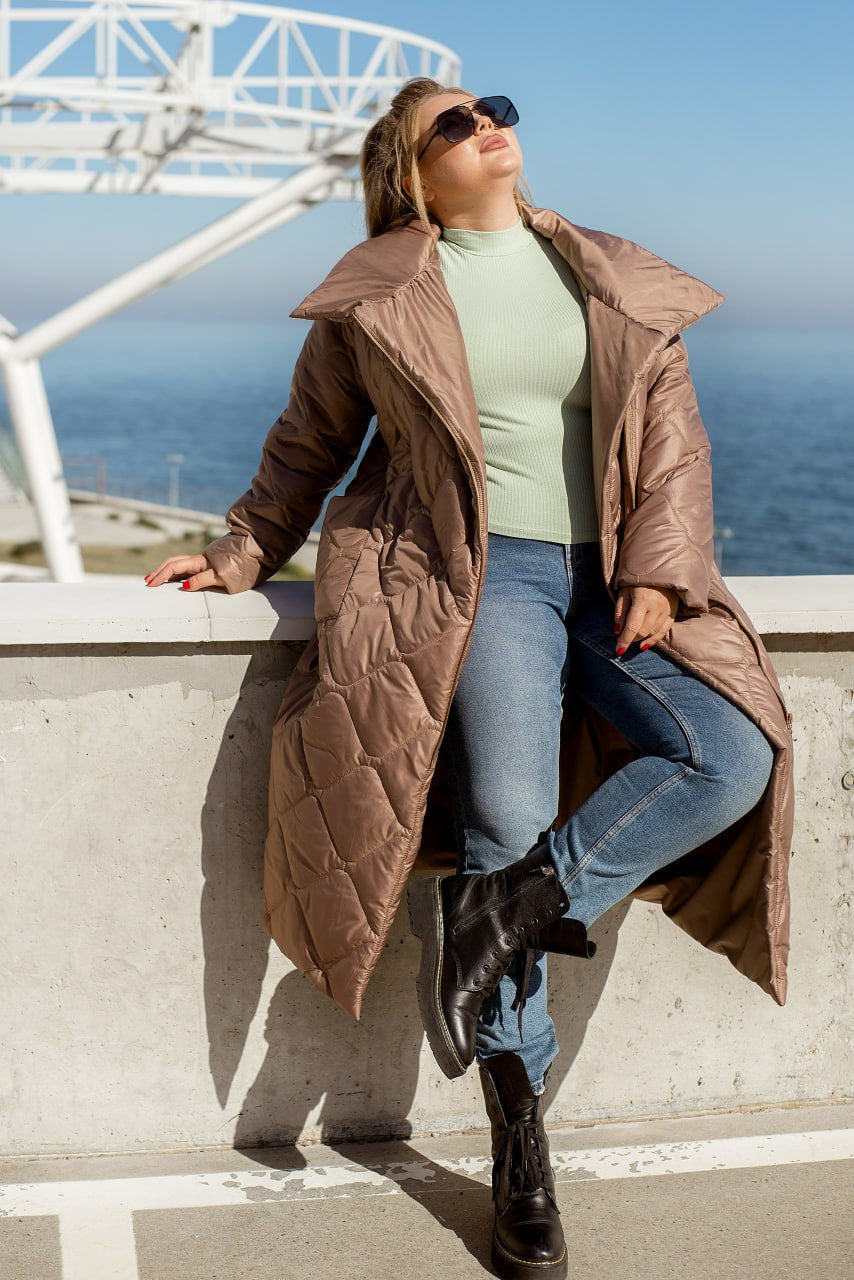 Long nylon coat with a zipper  - Twiggy Shop