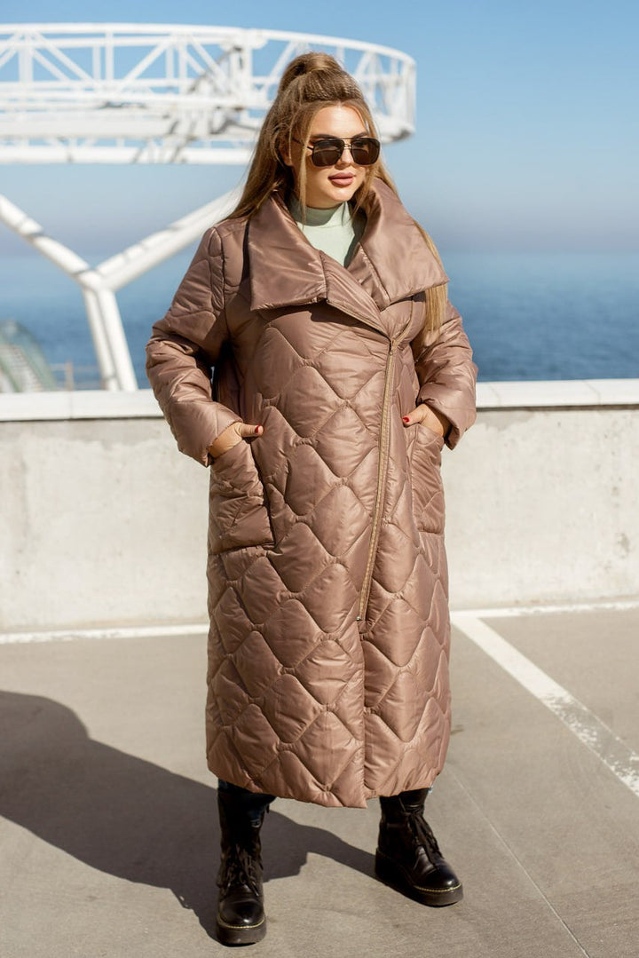 Long nylon coat with a zipper  - Twiggy Shop