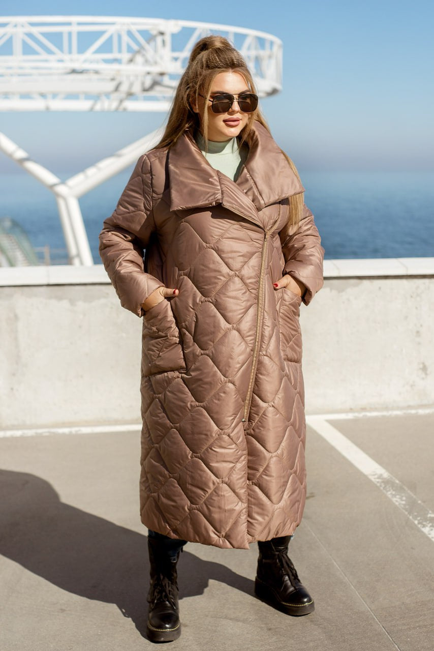 Long nylon coat with a zipper  - Twiggy Shop