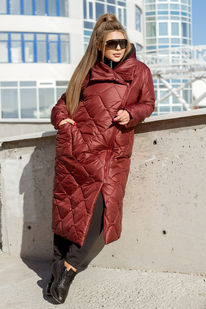 Long nylon coat with a zipper  - Twiggy Shop
