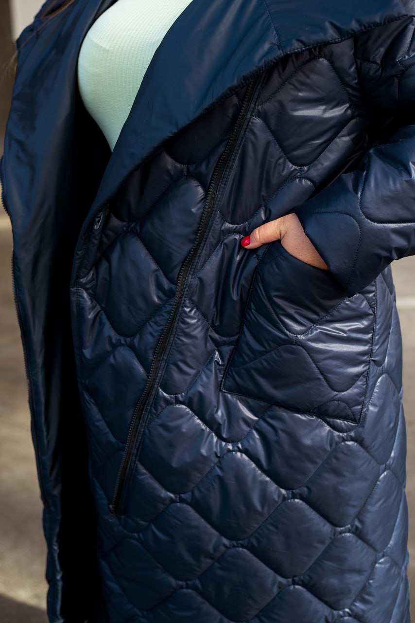 Long nylon coat with a zipper  - Twiggy Shop