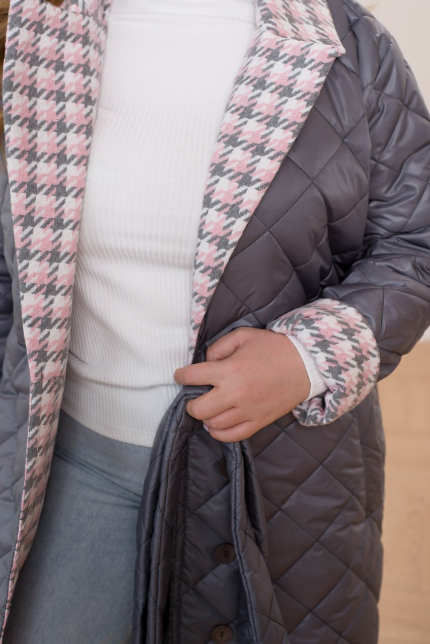 Long nylon coat with a collar  - Twiggy Shop