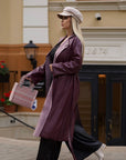 Eco-leather trench coat with an overlap - Twiggy Shop