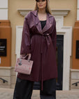 Eco-leather trench coat with an overlap - Twiggy Shop