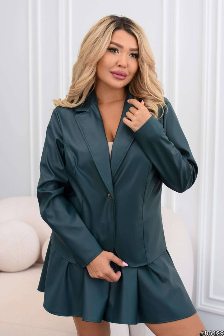 Faux leather set with shorts-skirt  - Twiggy Shop