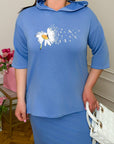 Knit set with skirt, сребрист цвят, от polyester и spandex, подходящ за ежедневна носия.